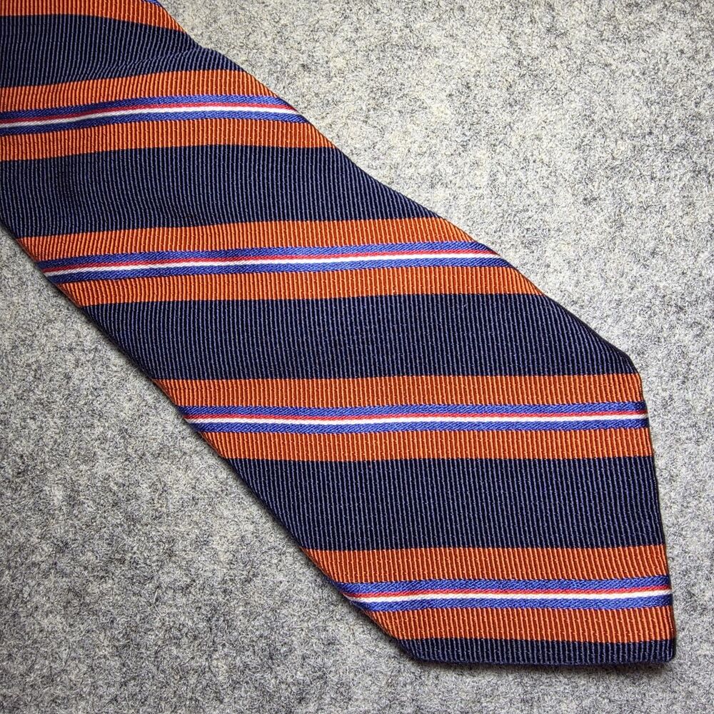 Peter Elliot Silk Blend Tie - Red / Blue Diagonal Stripes Woven Short Skinny